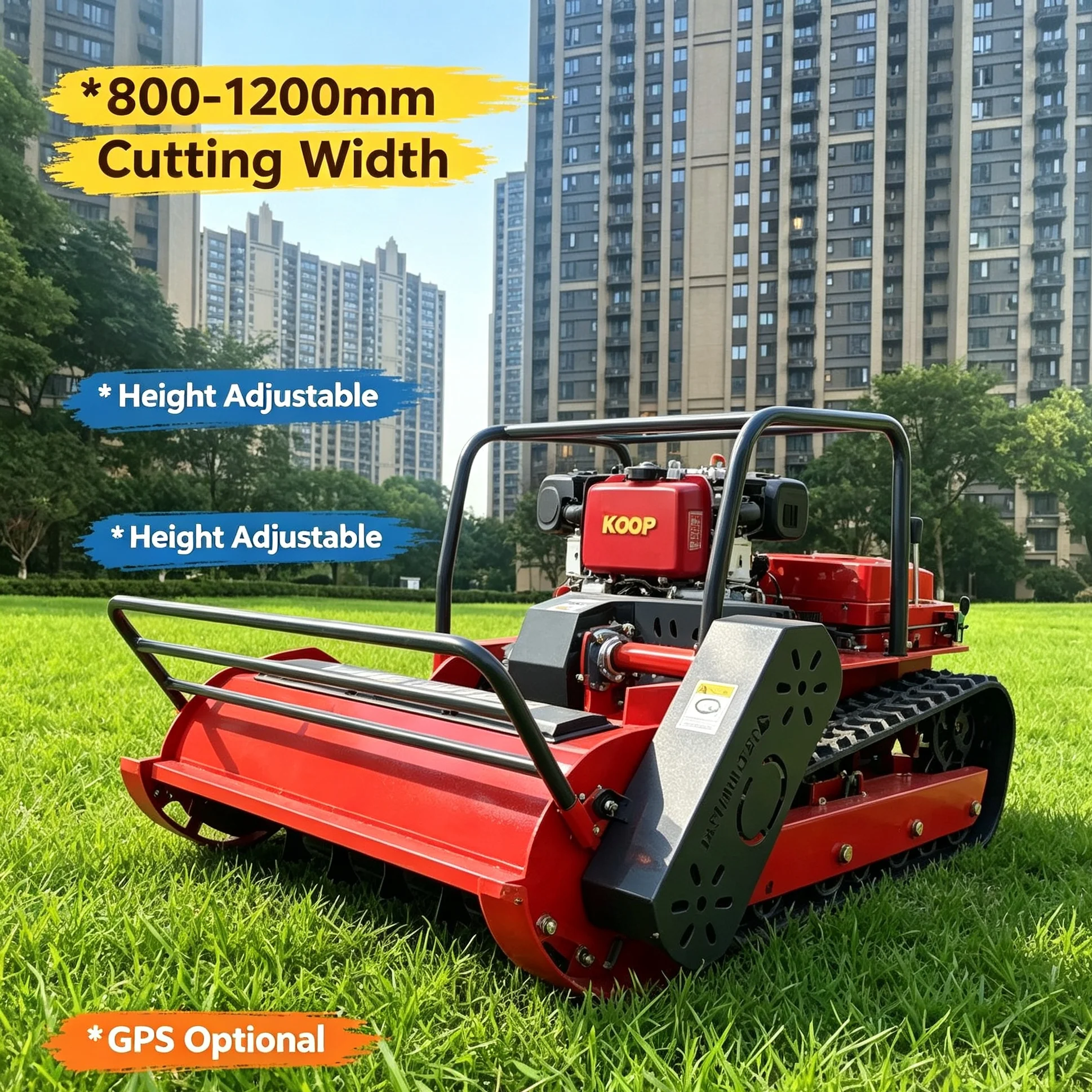 Customized Battery Powered RC Crawler Grass Trimmer Electric Remote Track Lawn Mower for Steep Slope Farm Garden
