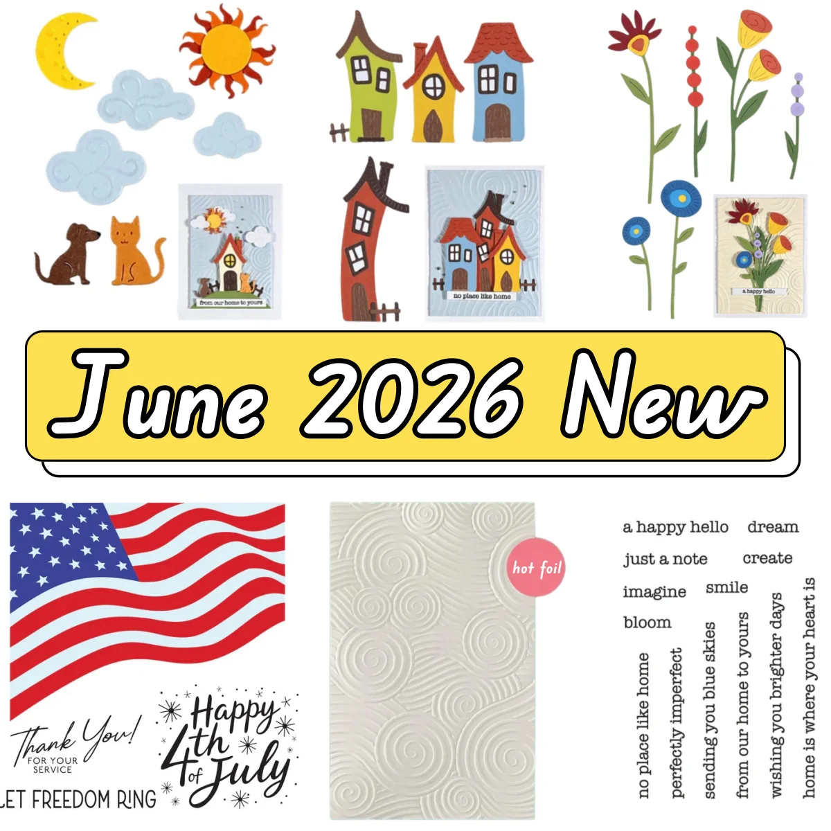 

Blooms Houses Wishes Skies Stars Stripes Metal Cutting Dies Clear Stamps Hot Foil For DIY Scrapbook Craft Decoration Embossing