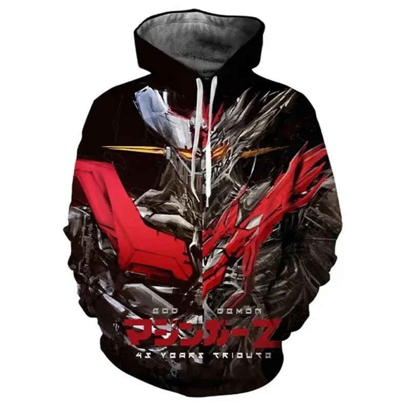 Japanese Anime Men's Hoodie Mazinger Z Pullover 3D Printing Mans Wear New Oversized Men's Hoodie Casual Fashion Men's Clothing