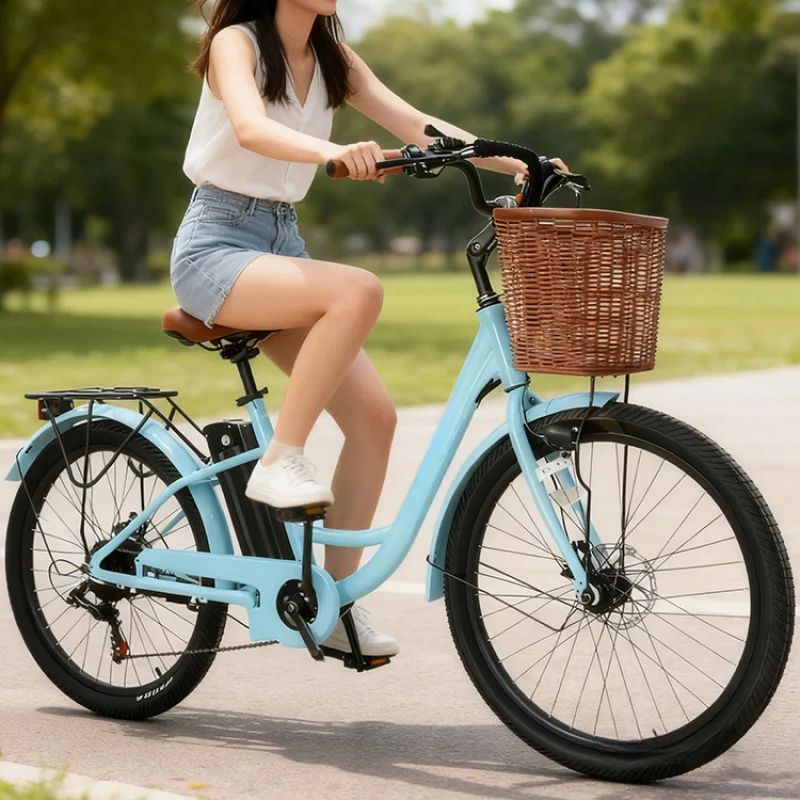 26 Inch 7 Speed 36V 250W Lithium Battery Lightweight Ladies City E-Bike For Daily Commuting