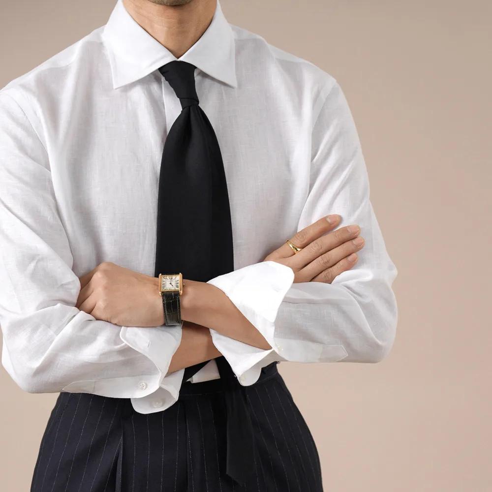 

Luxury 100% Linen Italian Solid Shirt For Men Purple White Long-sleeved Breathable And Refreshing Chemise Men Casual Shirt