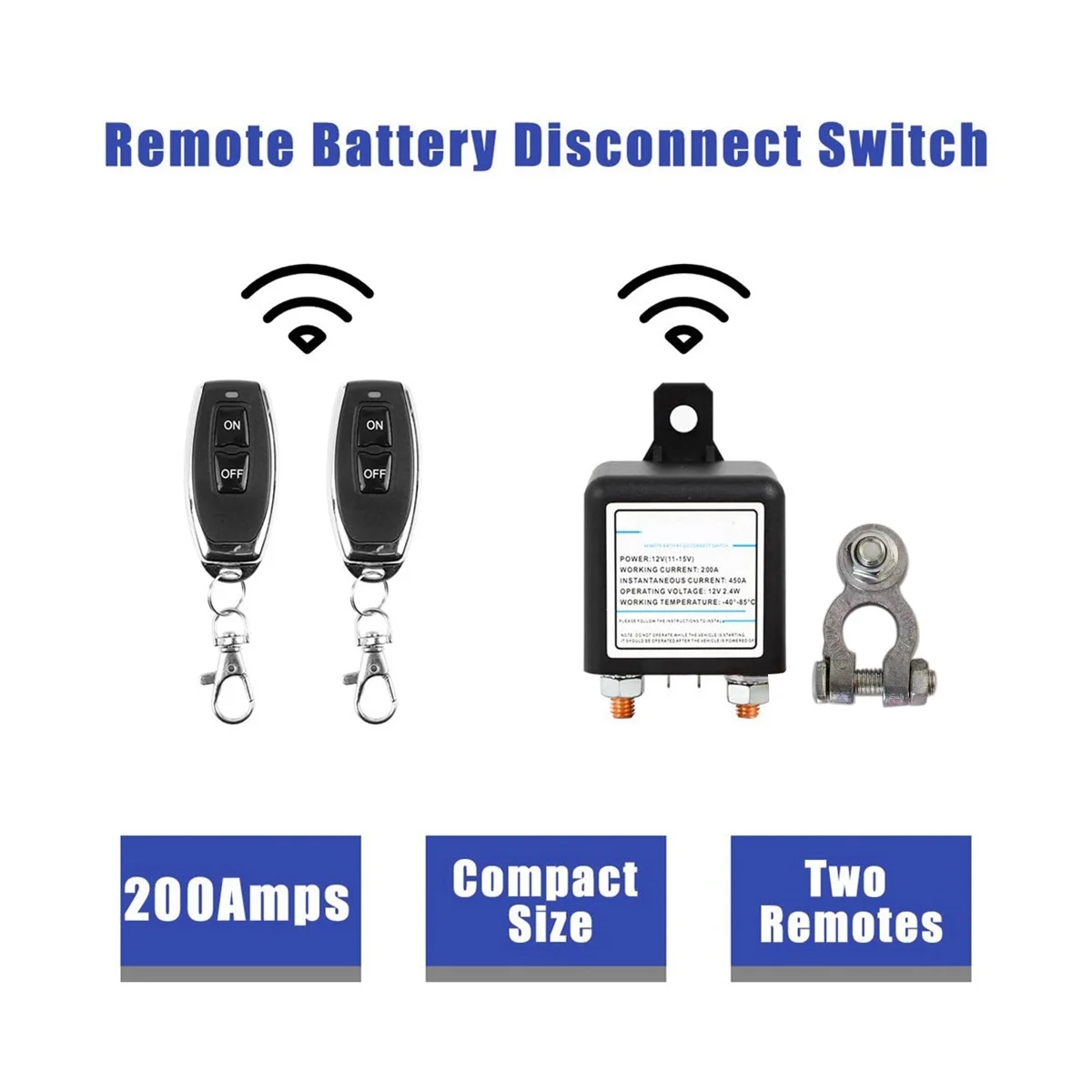 12V 200A Universal Battery Switch Relay Integrated Wireless Remote Control Disconnect Cut Off I