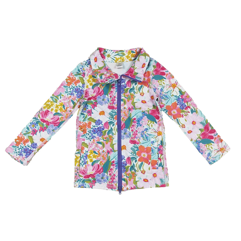 

Baby Girls Long Sleeve Tops Baby Girls Long Sleeves Pink Lavender Floral Pockets Zipper Yoga Jackets