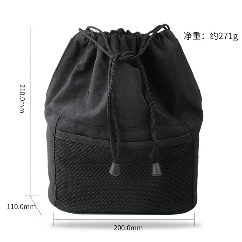 Large Capacity Drawstring Makeup Brush Storage Bag Foldable Cosmetic Tools Storage Bag with Adjustable Partition and Mesh Pocket