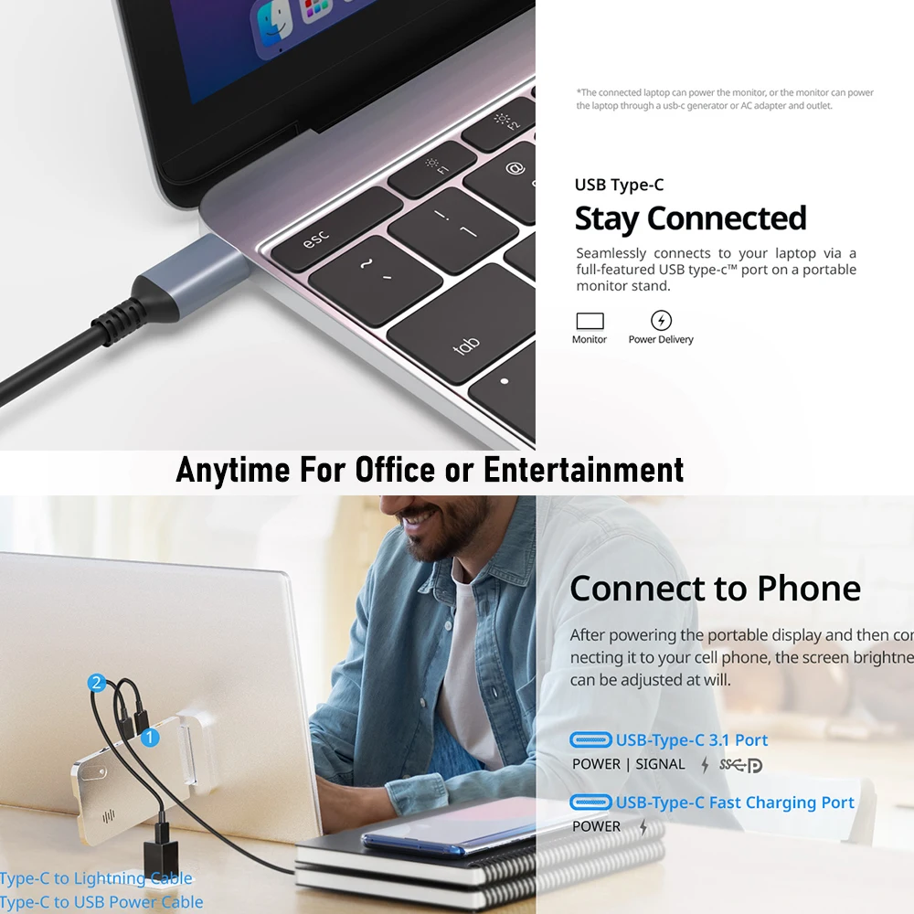 XIANWEI Portable Monitor Gaming 16.1 inch 100%sRGB HDR 1080P External Display Screen For Cell Phone Laptop Xbox PS45/4 Switch