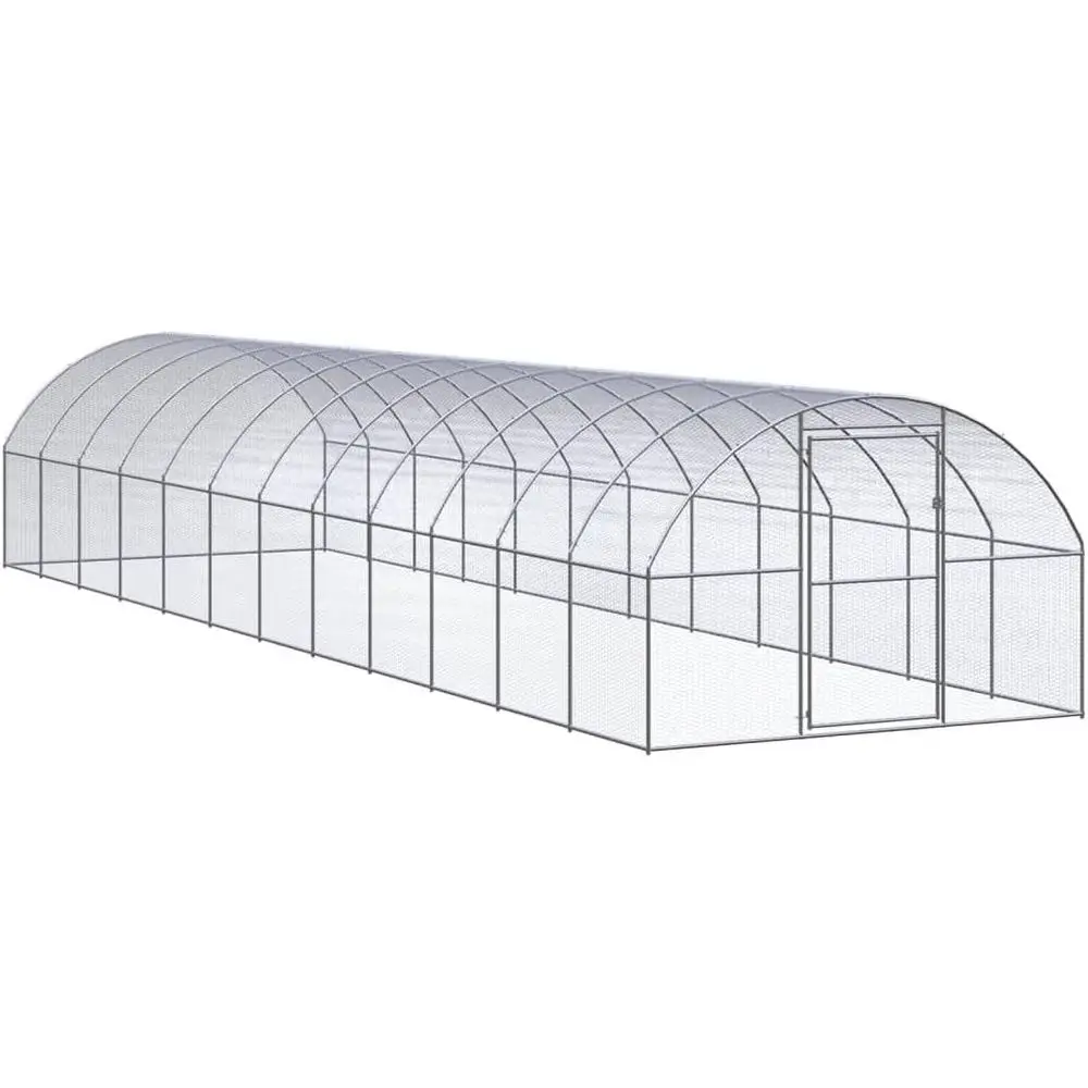 

Sturdy Silver Galvanized Chicken Coop, 118.1x118.1x78.7, Outdoor Poultry Cage, Durable Animal Habitat, Weatherproof Enclosure