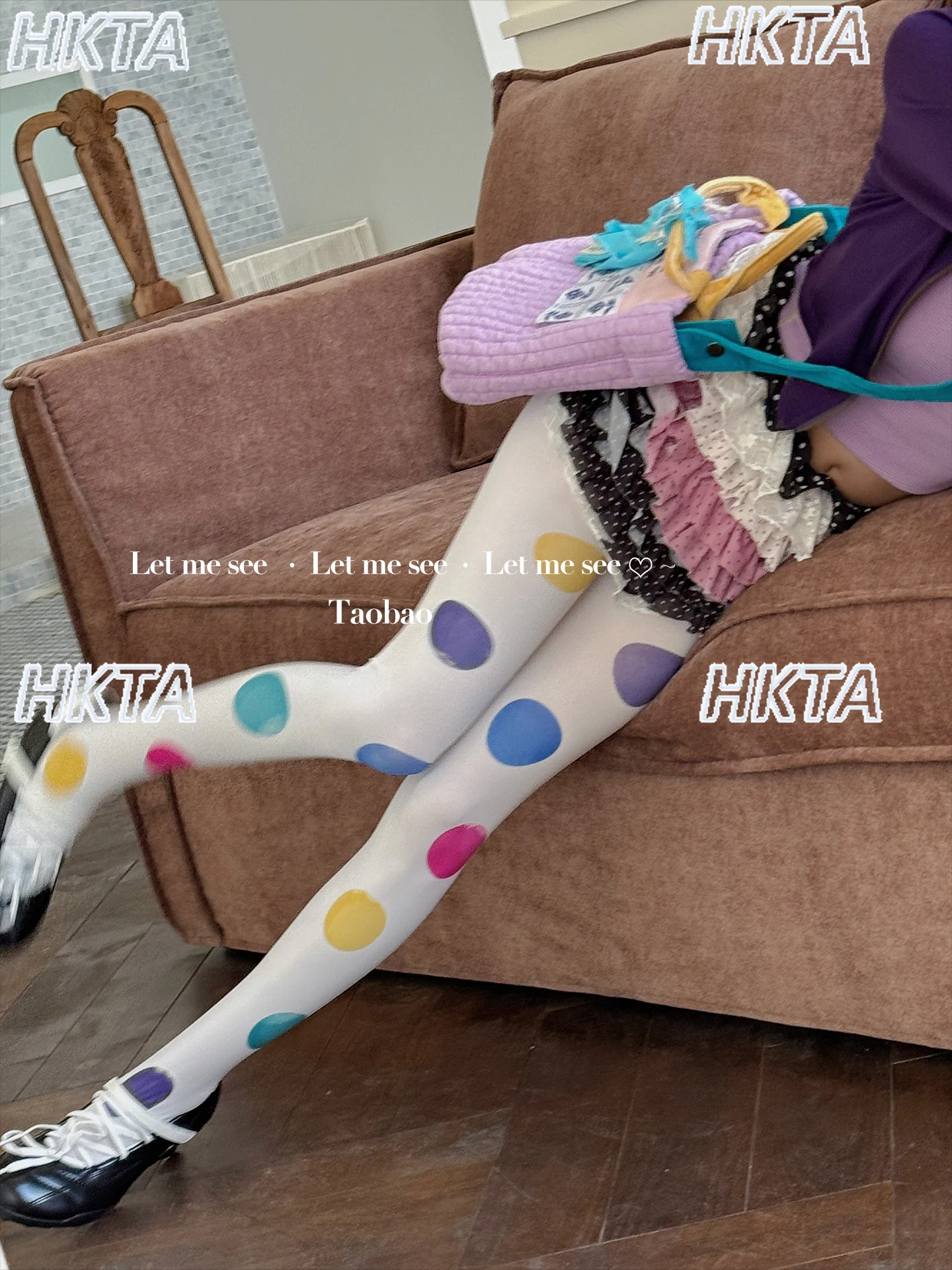 

Sweet Japanese Soft Girl Colorful Large Dot White Base Stockings Printed Pantyhose White Color Colorful Cute Tights Hosiery