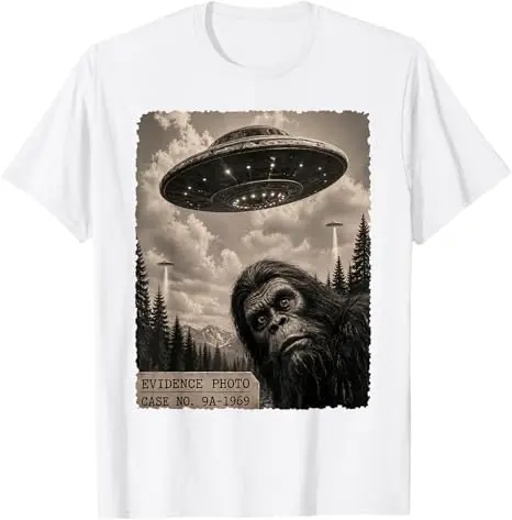 Y2K Jungenmode Lustiges Bigfoot-Grafik-T-Shirt Alien UFO Vintage Beweisfoto T-Shirt Humor UFO Sasquatch Believers Grafik-T-Shirt – Detail 22