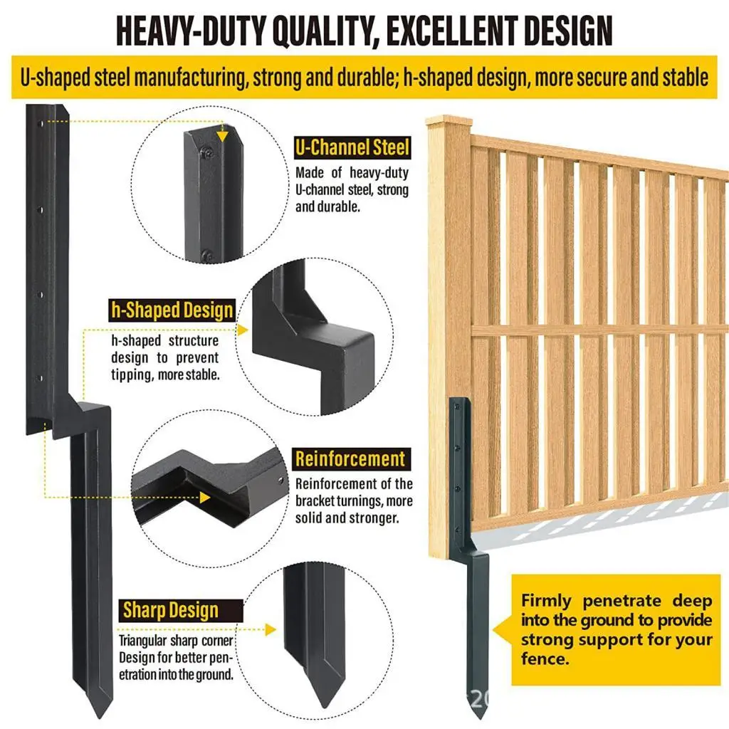 

Fence Post Repair Stakes, Iron Wear Resistant Fence Post Anchor Spikes Support for Repairing Home Yard