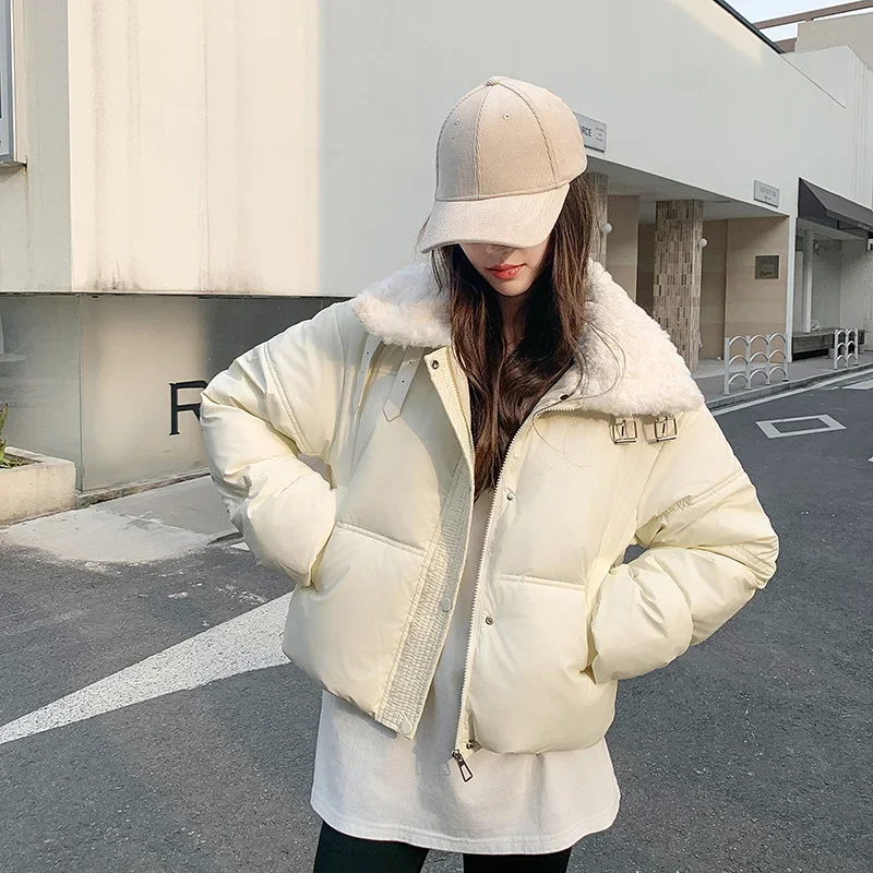 Women Korean Cotton Parkas Hooded Winter Oversize Coat Thick Warm Loose Puffer Jacket Female Solid Fashion Zipper Outwear