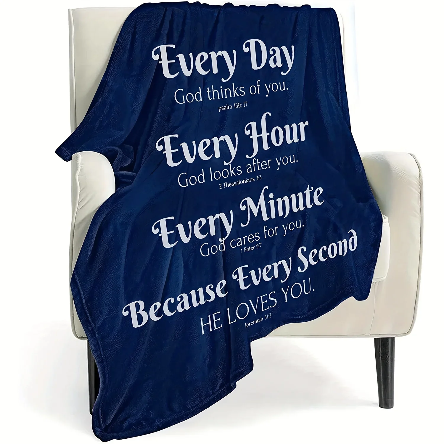 1pc Inspirational Throw Blanket, Bible Verse Blanket, Encouragement Gift For Men And Women, Digital Printing Flannel Blanket, Co