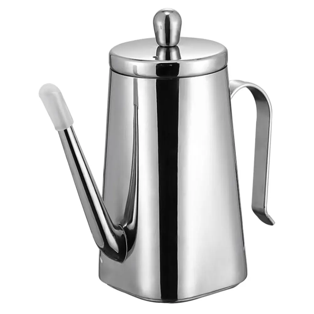 

Stainless Steel Oil Bottle Kitchen Condiment Container Silver Metal Jug Home Bar Hotel Restaurant Practical Oil Pot