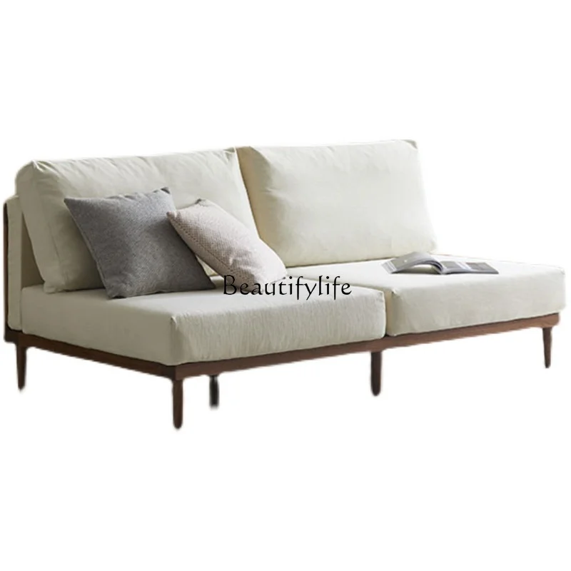 

North American black walnut sofa fabric modern simple solid wood sofa