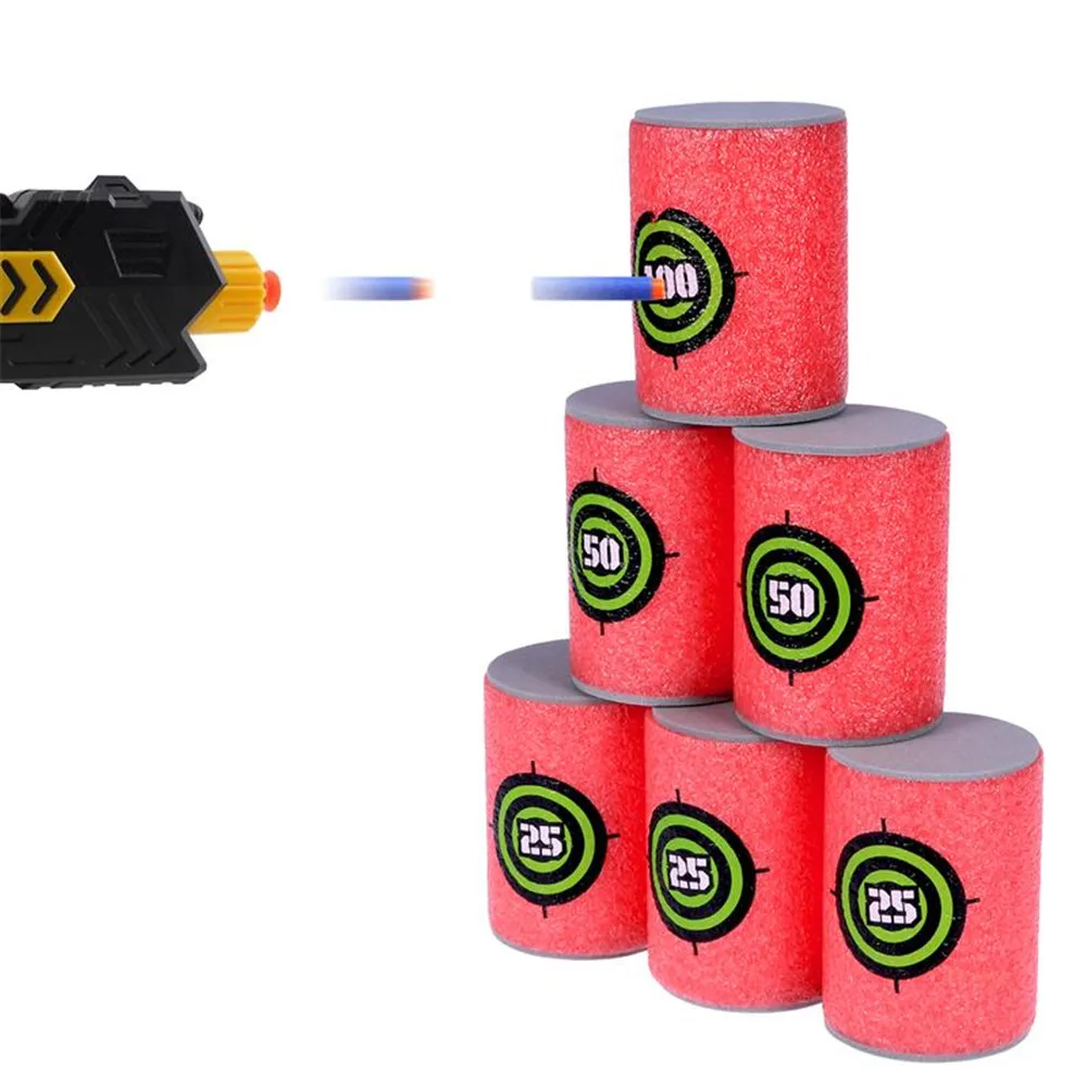 A1 6pcs Target Cans Soft Foam EVA Bullet Targets Dart Toys for Nerf N-strike Fixed Elite Games Kids Training Supplies Toy