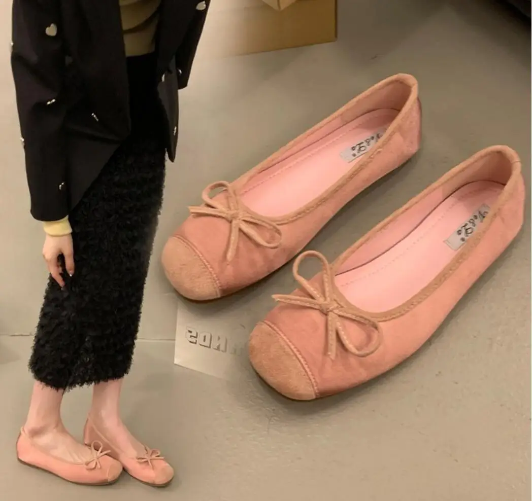 Elegant Flat Shoes Women Ballerinas Square Toes Bowtie Slip on Ballet Flats Lazy Loafer Moccasins Ladies Casual Flats Mules Shoe