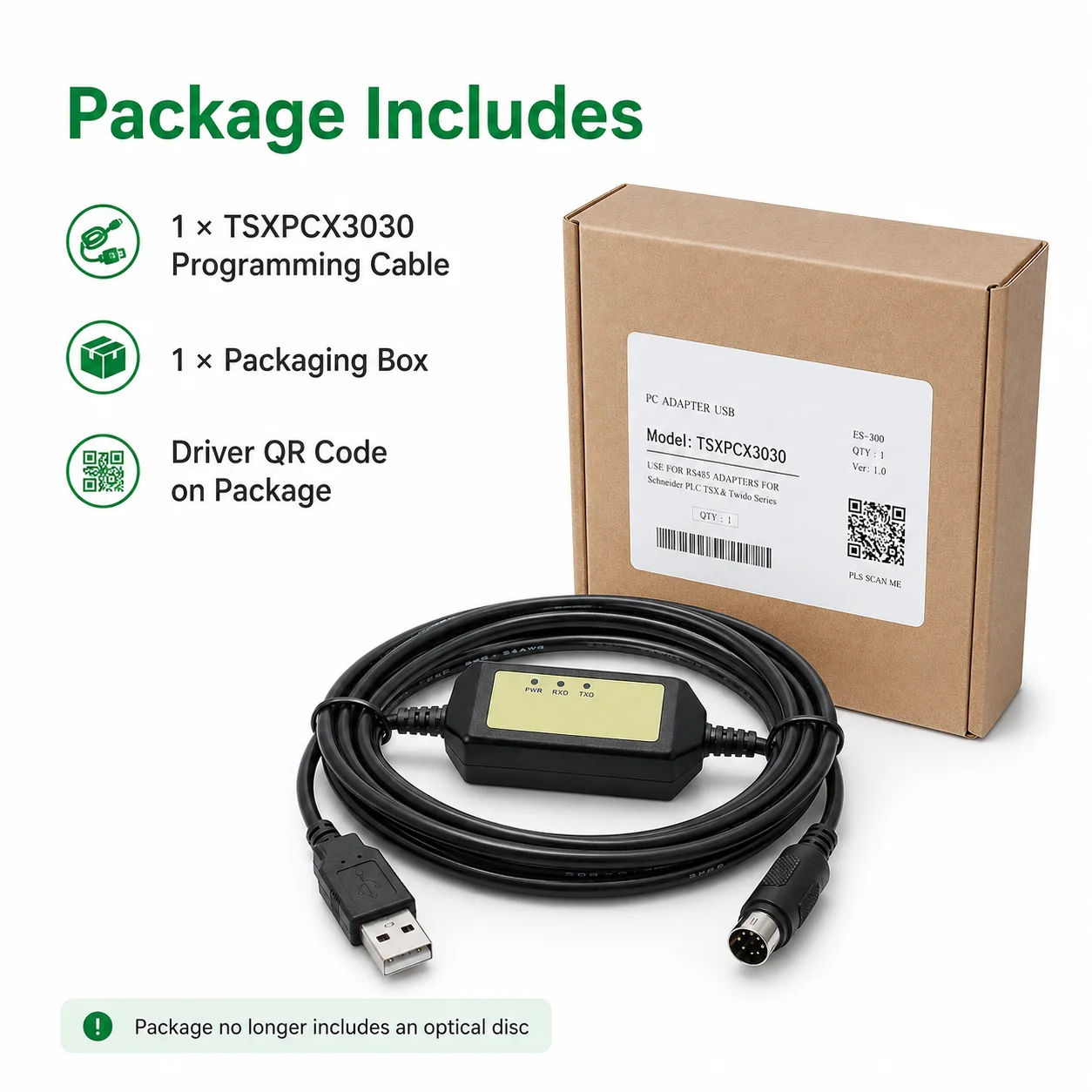 High Performance TSXPCX3030 PLC Programming Download Cable USB to 8-Pin Mini DIN for Schneider TWIDO TSX 3M