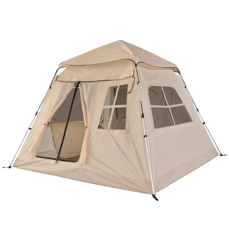 Luxury Outdoor Double-Deck Automatic Tent Waterproof Oxford Material With Portable Fiberglass For Families Camping