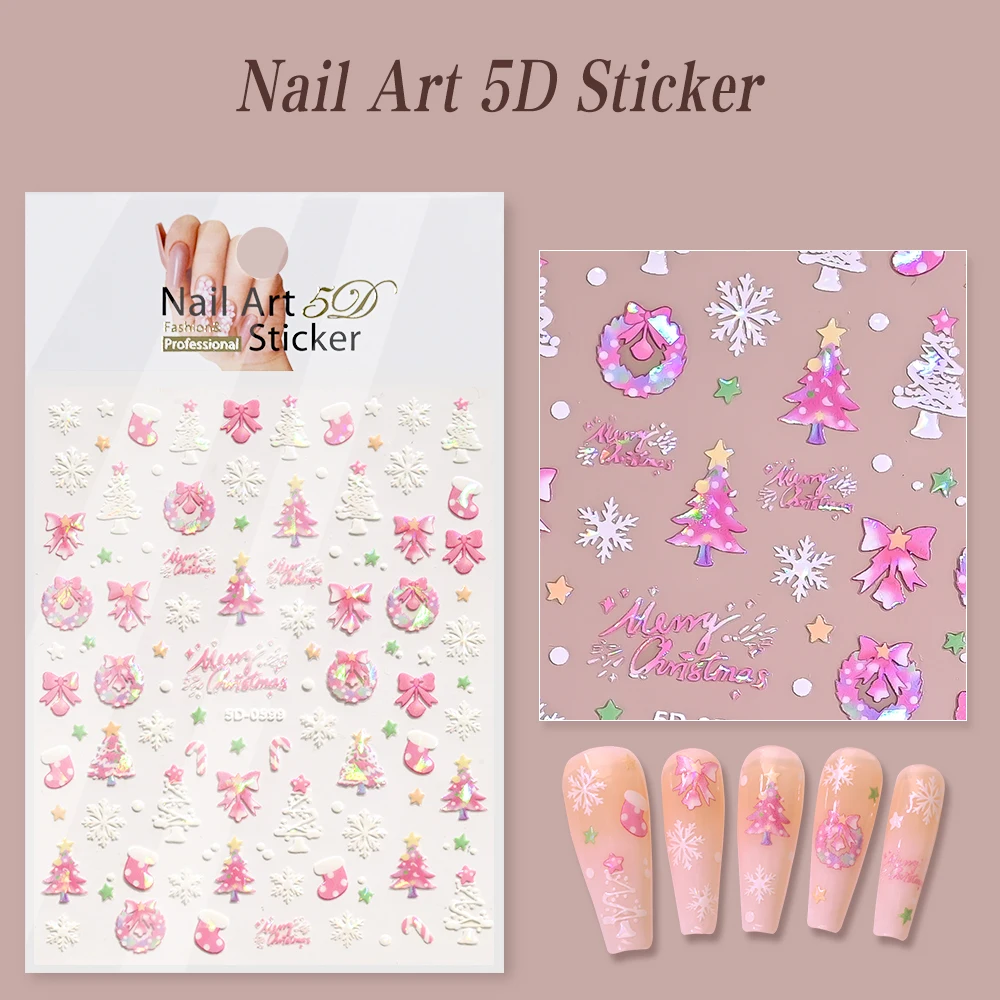 1 stks kleurrijke kerstboom ster nagelstickers cartoon xmas grenen sneeuwpop zelfklevende nagelstickers winter nieuwjaar nagelvoorziening
