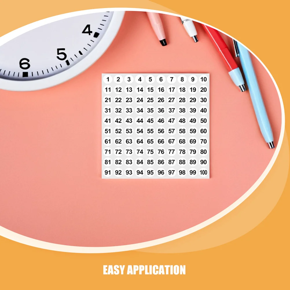 2500pcs Number Stickers 1-100 Self-Adhesive Waterproof Small Circle Labels For Folders Indexing Classroom Organization Sticker