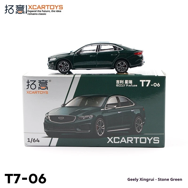 XCARTOYS Model ze stopu w skali 1/64, zielony sedan, miniaturowy model pojazdu z kołami, nie zdalnie sterowany, kolekcjonerski.