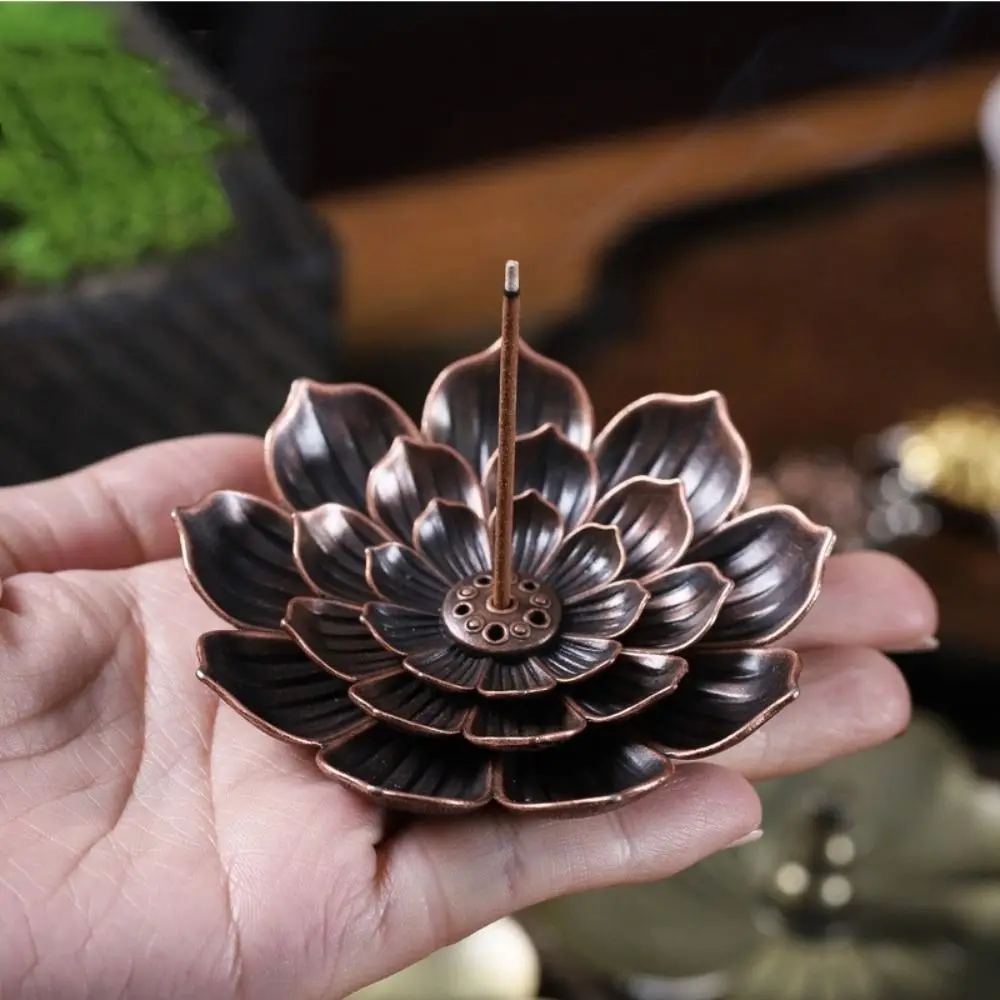 Lotus Design Incense Burner 2/3 Layer 6 Holes Incense Stick Holder Vintage Detachable Ash Catcher Lotus Aromatherapy Stand