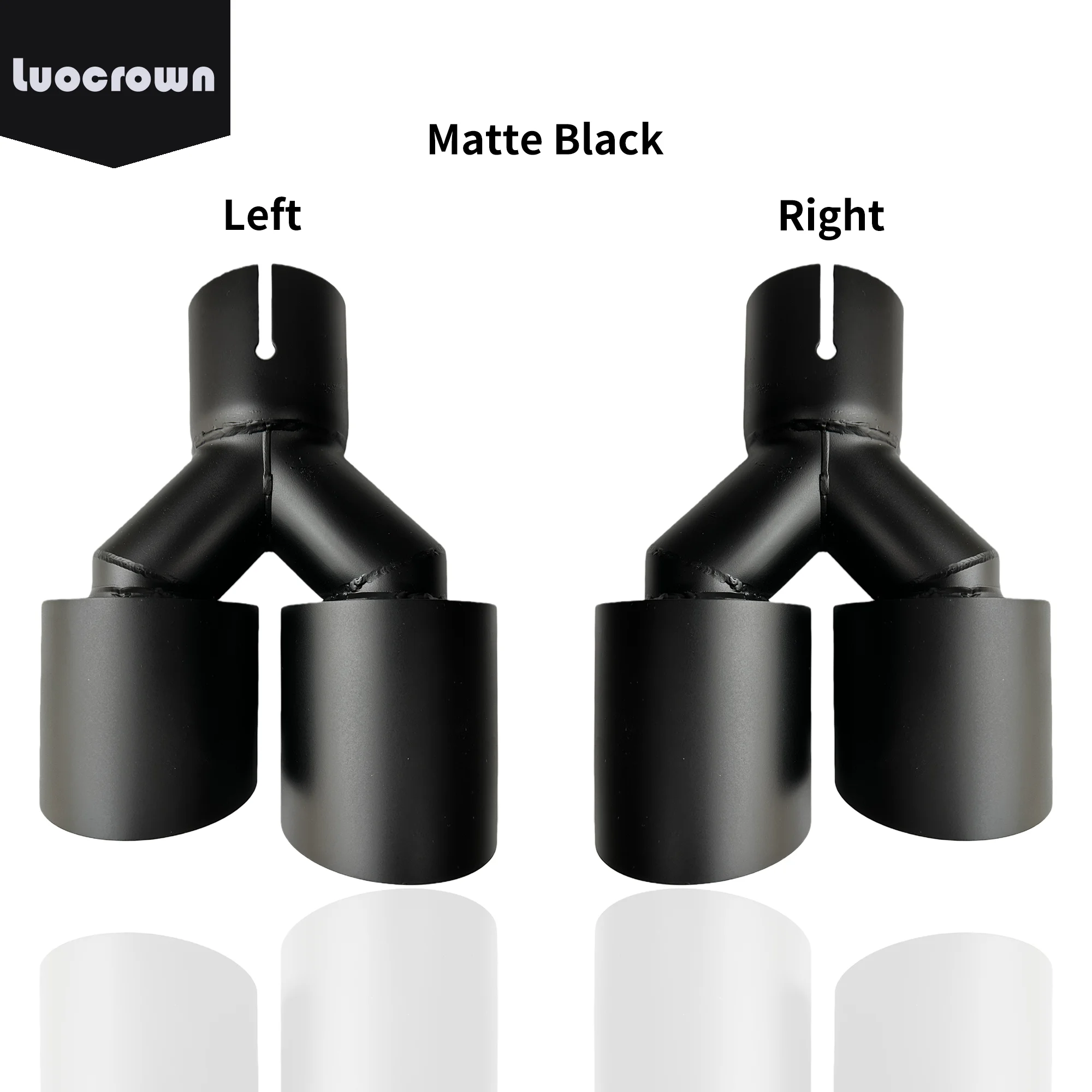 1Pcs Universal Model 304 Stainless Steel Imported Dual Cylinder Car Exhaust Tailpipe Muffler Outlet Matte Black Y-Shaped