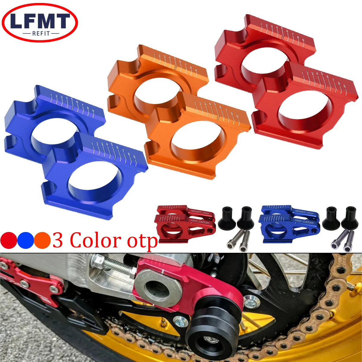 

For Honda CR 125 250 CRF250R CRF450R CRF 250R 250X 250RX 450R 450X 450RX 450L R RX Motorcycle CNC Rear Axle Block Chain Adjuster