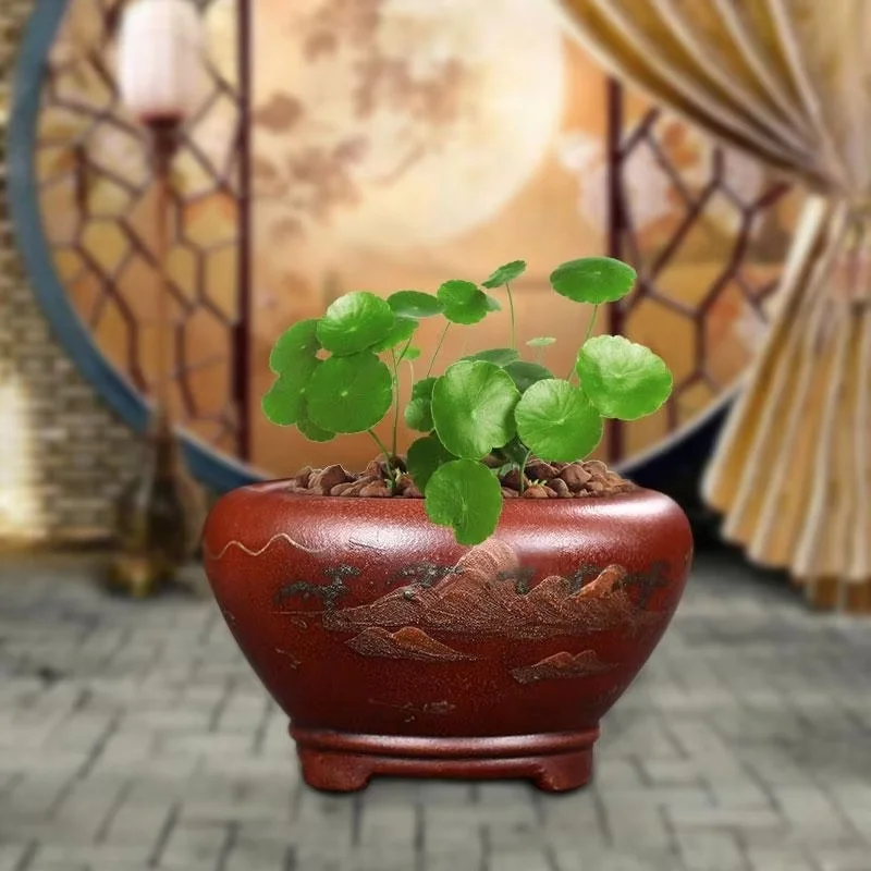 1 Uds.Maceta flor planta verde arena púrpura estilo chino,decoración escritorio suculenta,maceta flores hecha mano para el hogar
