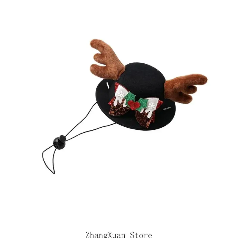 Weihnachtskostüm-Mütze, Pet Antler Cosplay-Zubehör, Katzen- und Hunde-Fotobekleidung 3XUF – Detail 4