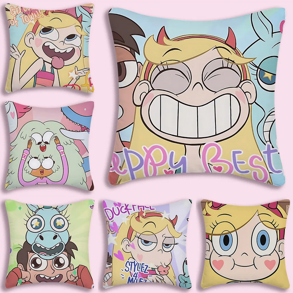 Anime S-Stars Vs. The E-EvilS Pillow Covers Cartoon Sofa Decorative Home Double-sided Printing Short Plush Cute Cushion Cover