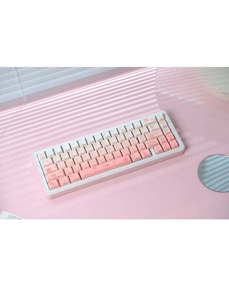 Pink side engraved light-transmitting keycaps are engraved with original factory heightcute suitable mechanical keyboard keycaps