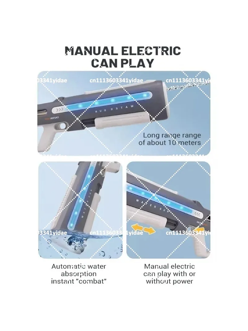 Kids Electric Water Blaster High Pressure Pulse Water Gun Automatic Spray Pool Toy for Boys Summer Fun