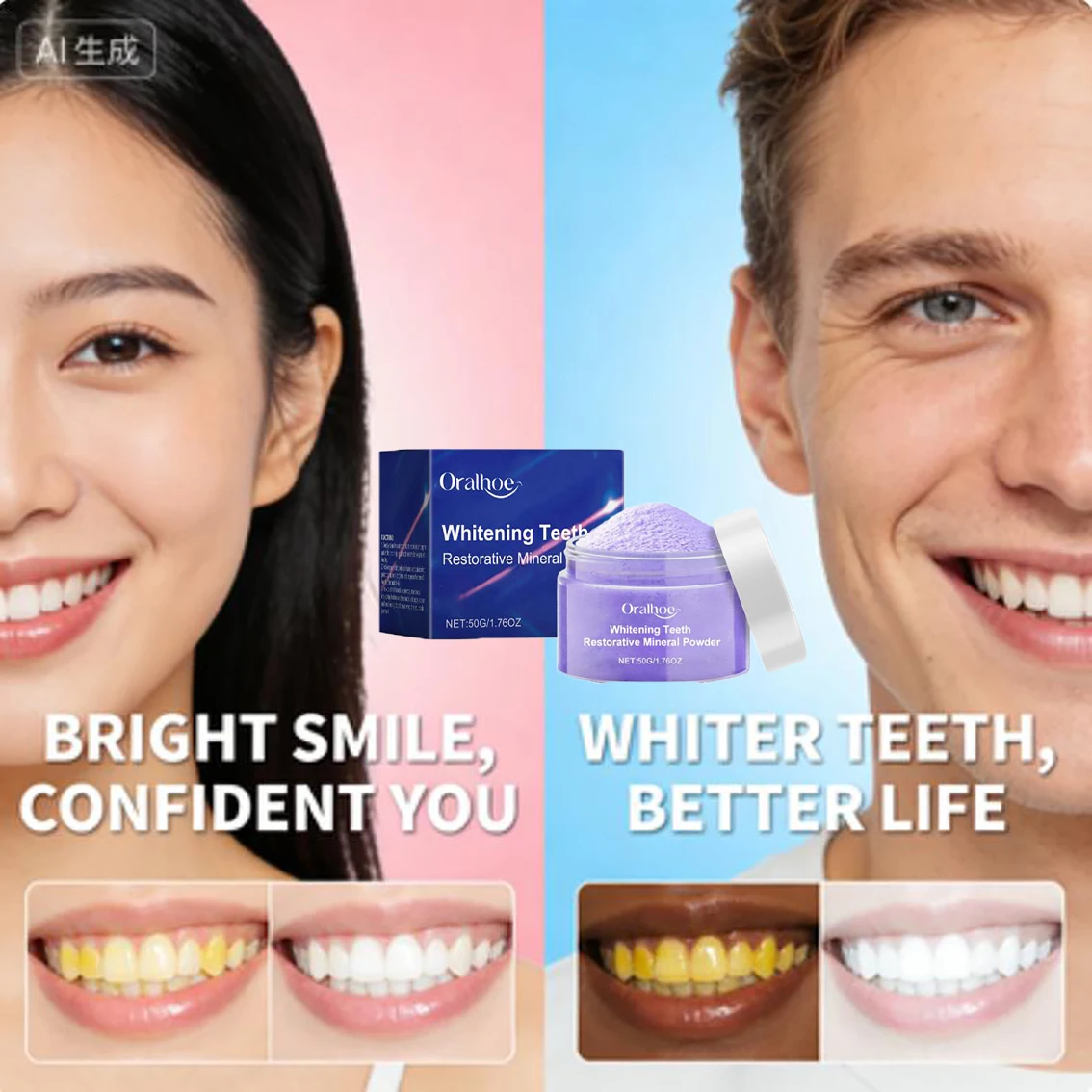 

Teeth Whitening Powder, Remove Yellow Stains, Deep Cleaning Tooth Powder, Mint Fresh Oral Hygiene Product