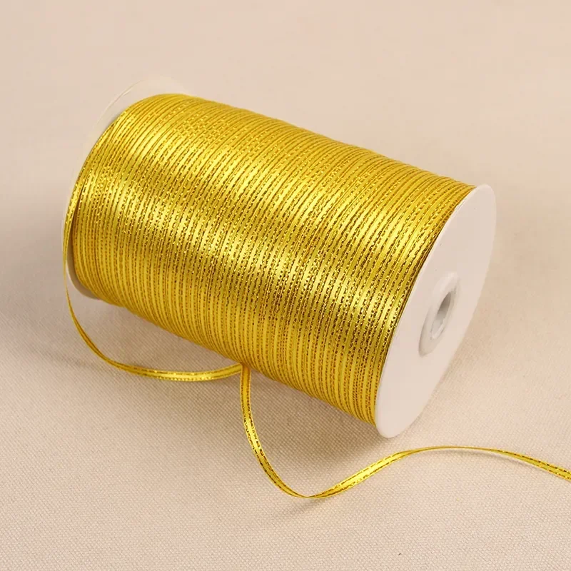 

870 ярдов/лот, 1/8 дюйма, 3 мм, светло-розовые с золотыми краями, атласные ленты, лямки, украшения, рождественские праздничные оптовые продажи, лента для коробок конфет