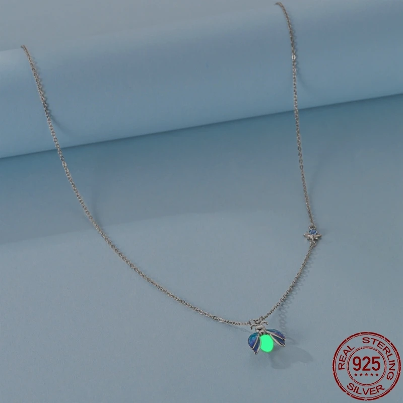 925 Sterling Silver Snake Multi-Hoop Heart Necklace Noctilucent Fireflies Necklace Wedding Party Jewelry For Women Necklace Gift
