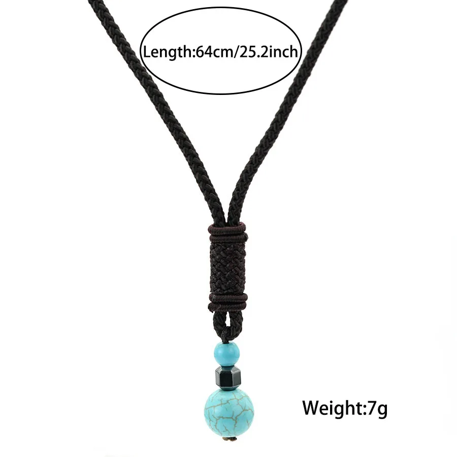 Vintage Stone Pendant Rope Necklace Men Handmade Brown String Grade A Beads 25inch Long Collar Jewelry Leisure Daily Homme Joias - view 4