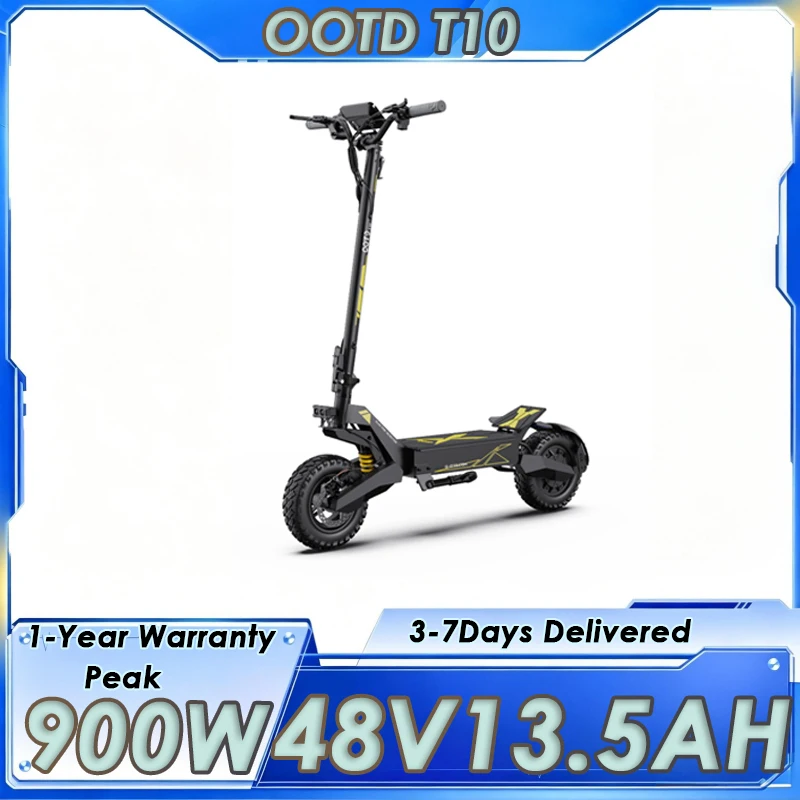 Monopattino Elettrico OOTD T10 con Motore da 900W di Potenza Massima, Batteria 48V13.5AH, Monopattino Elettrico con Motore a Coppia Maggiore, Batteria a Lunga Autonomia, Freni a Disco Doppi,