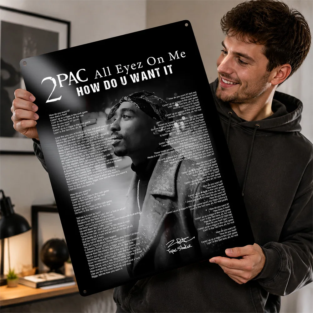 Tupac Shakur All Eyez On Me Printed Poster Customized Aluminum Metal Sign Bold Urban Rhythm Wall Art Made For Album Collectors