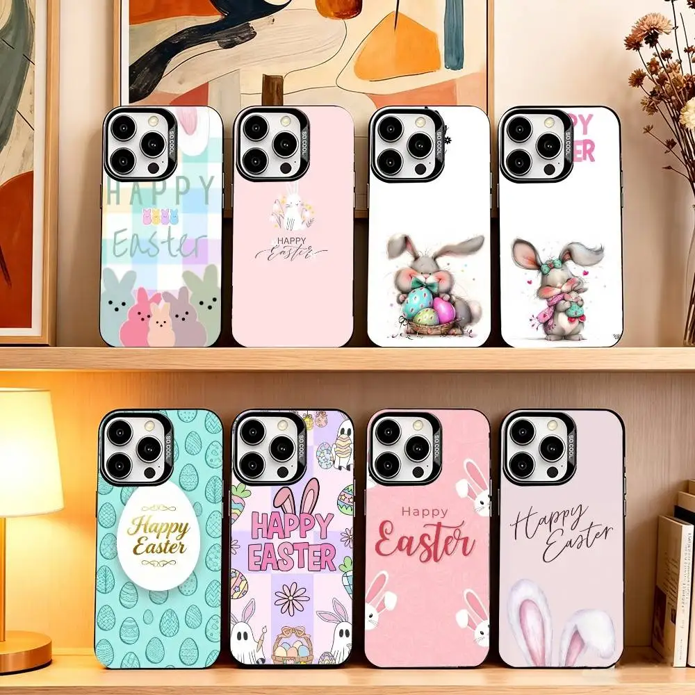 

Easter Phone Case For iPhone 17,16,15,14,13,12,11 Plus,Pro Max,XS,Colored Silver Plated Inside Cover