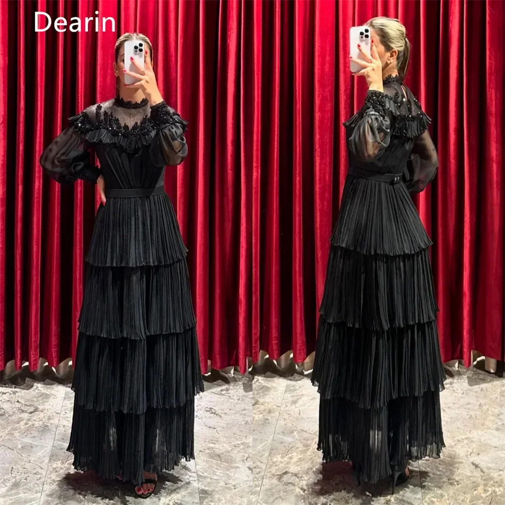 Evening Dress Formal Dearin Asymmetrical A-line Ankle Length Sequin Skirts Layered Tulle Bespoke Occasion Dresses Saudi Arabia P