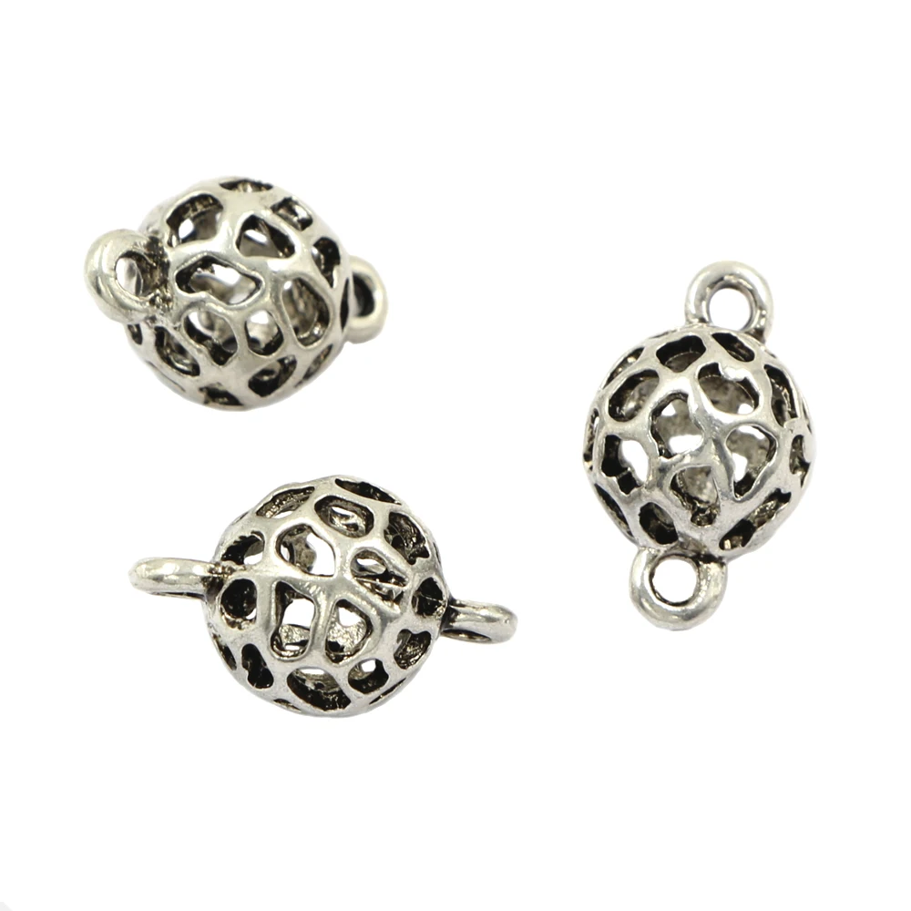 Sale Tibetan Silver Metal Retiform Ball Connectors Spacer Beads For Making DIY Jewelry Findings Accessories 12pcs/set