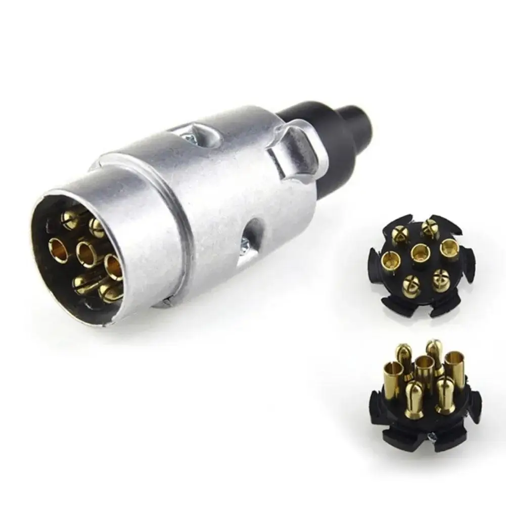 

7 Pin Trailer Plug Socket Set Rubber Seal Aluminum Alloy Plug Trailer RV Plug Socket Trailers Accessories New