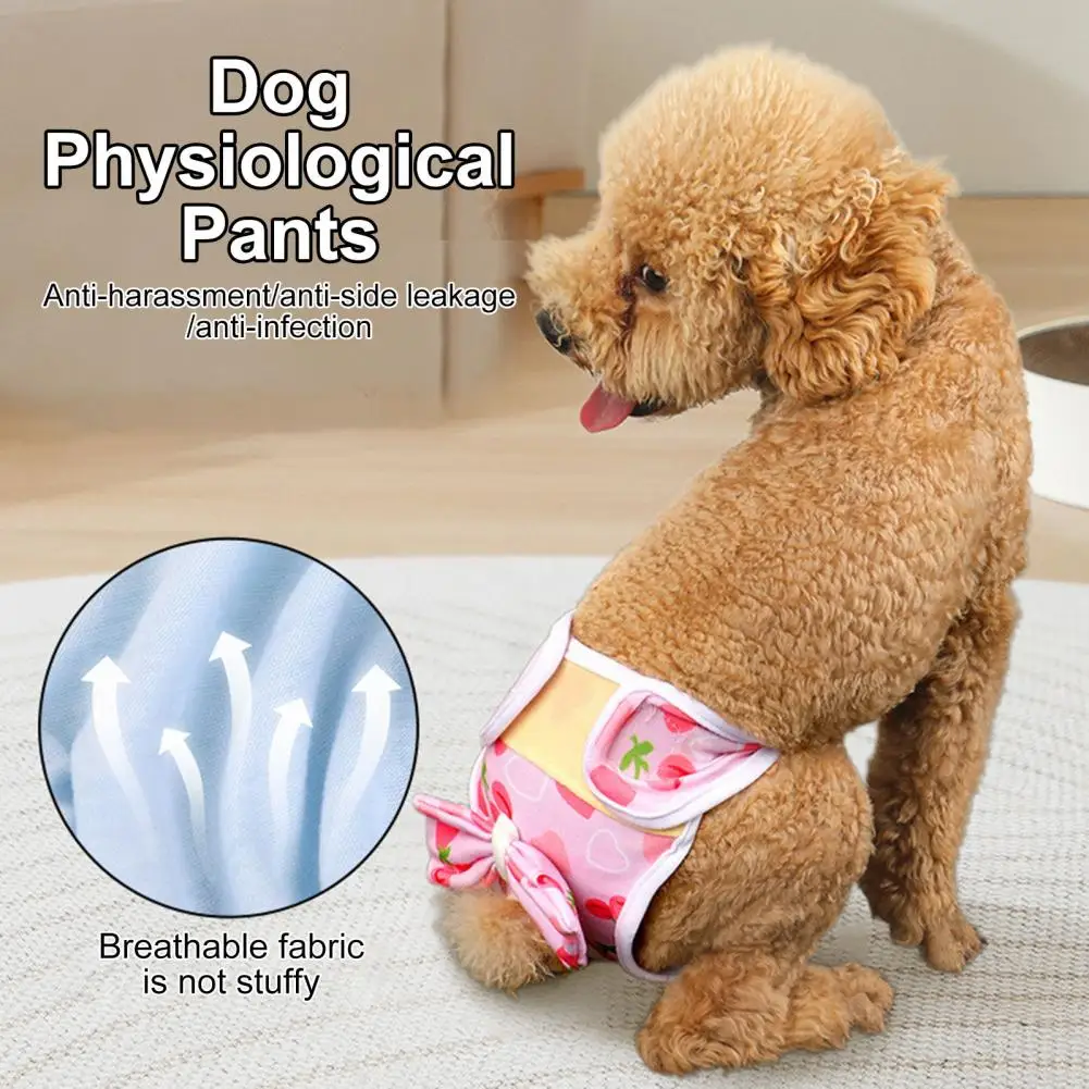 Stylish Pet Diapers Washable Dog Diapers for Female Dogs Heat Breathable Pet Physiological Panties Shorts Underwear Reusable