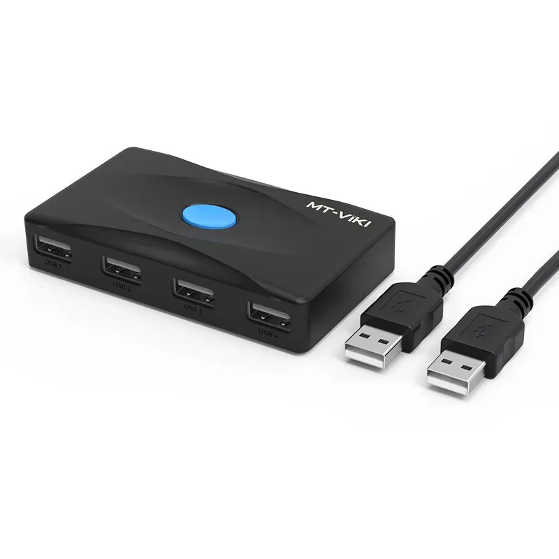 MT-VIKI USB Kvm 스위치 분배기 박스, 컴퓨터 프린터 키보드 마우스용 USB2.0 스위처, 2 in 4 out, 2 PC 공유, 4 USB 장치