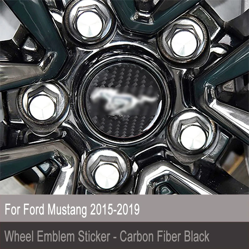 Car Wheel Logo Center Caps For Ford Mustang 2015-2019 Hub Cover Carbon Fiber Sticker Accessories