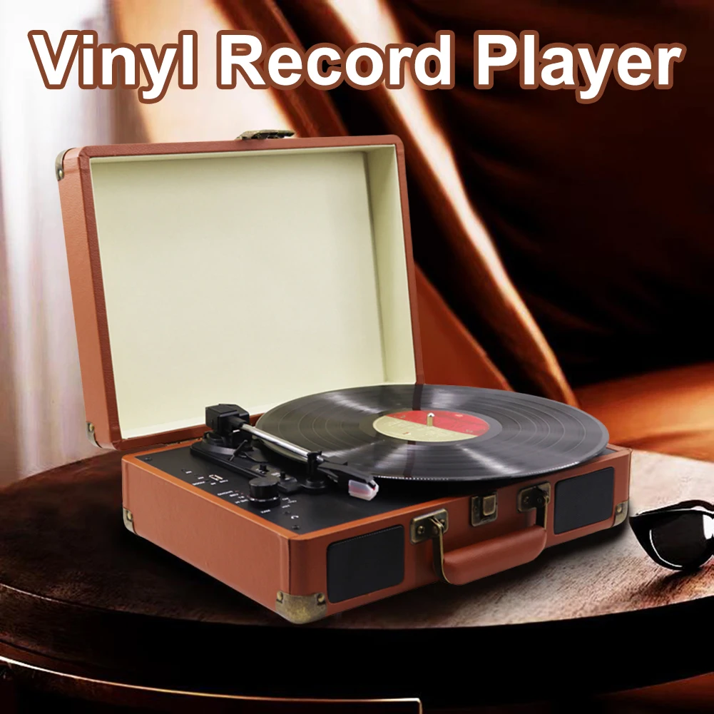 Bluetooth-Compatible Turntable Record Player Retro Vinyl Record Player Nostalgic Style Record Player for Entertainment