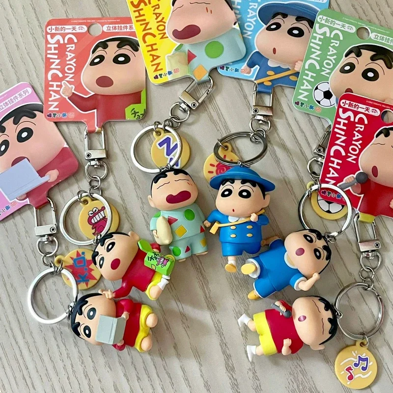 Buntstift Shin-Chan Puppen tasche Anhänger 3d Puppe Anime Figuren Schlüssel bund Spielzeug Kawaii Anhänger für Jungen und Mädchen sammeln Ornamente Geschenk