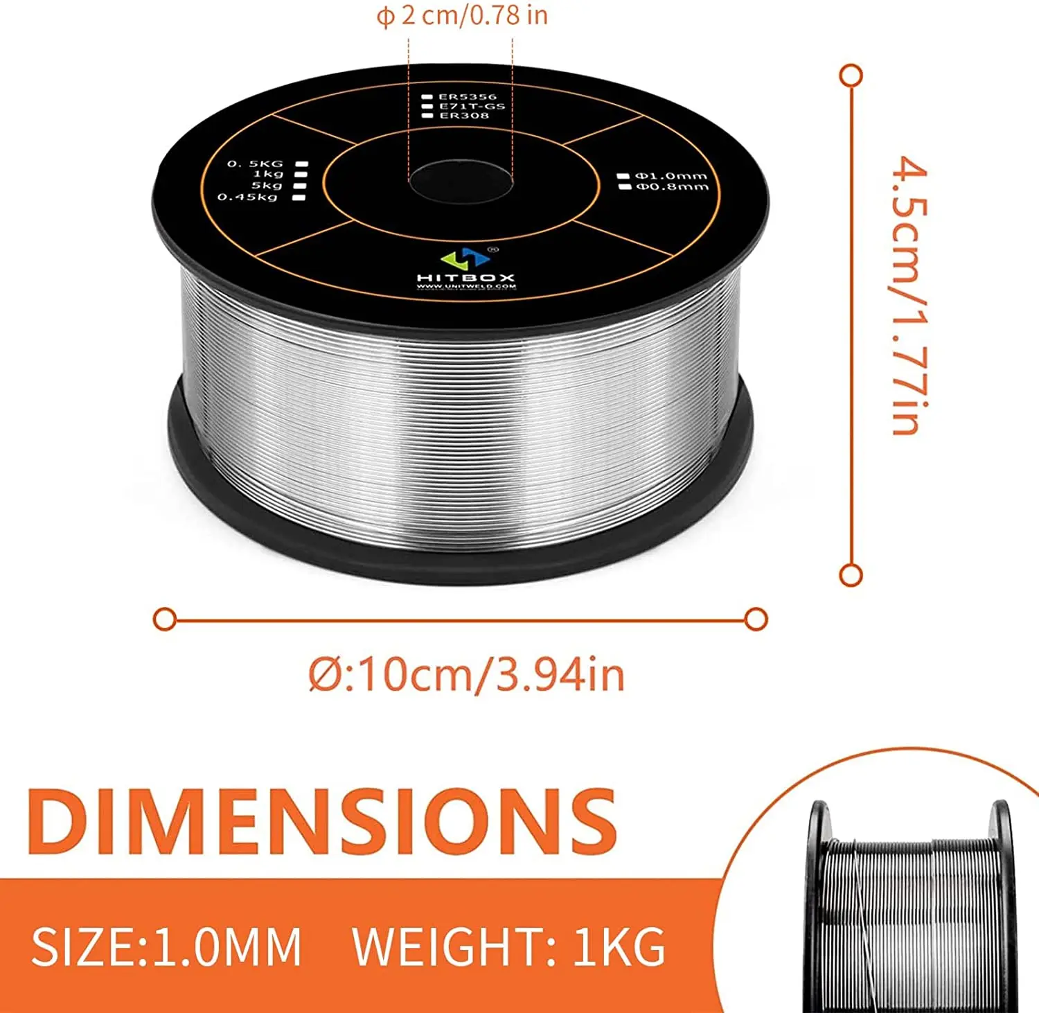 Imagem -03 - Hitbox-mig Soldagem Flux Core Wire Fios Gasless Ferro Aço Carbono Soldador Acessórios para Solda 1kg 0.9 mm