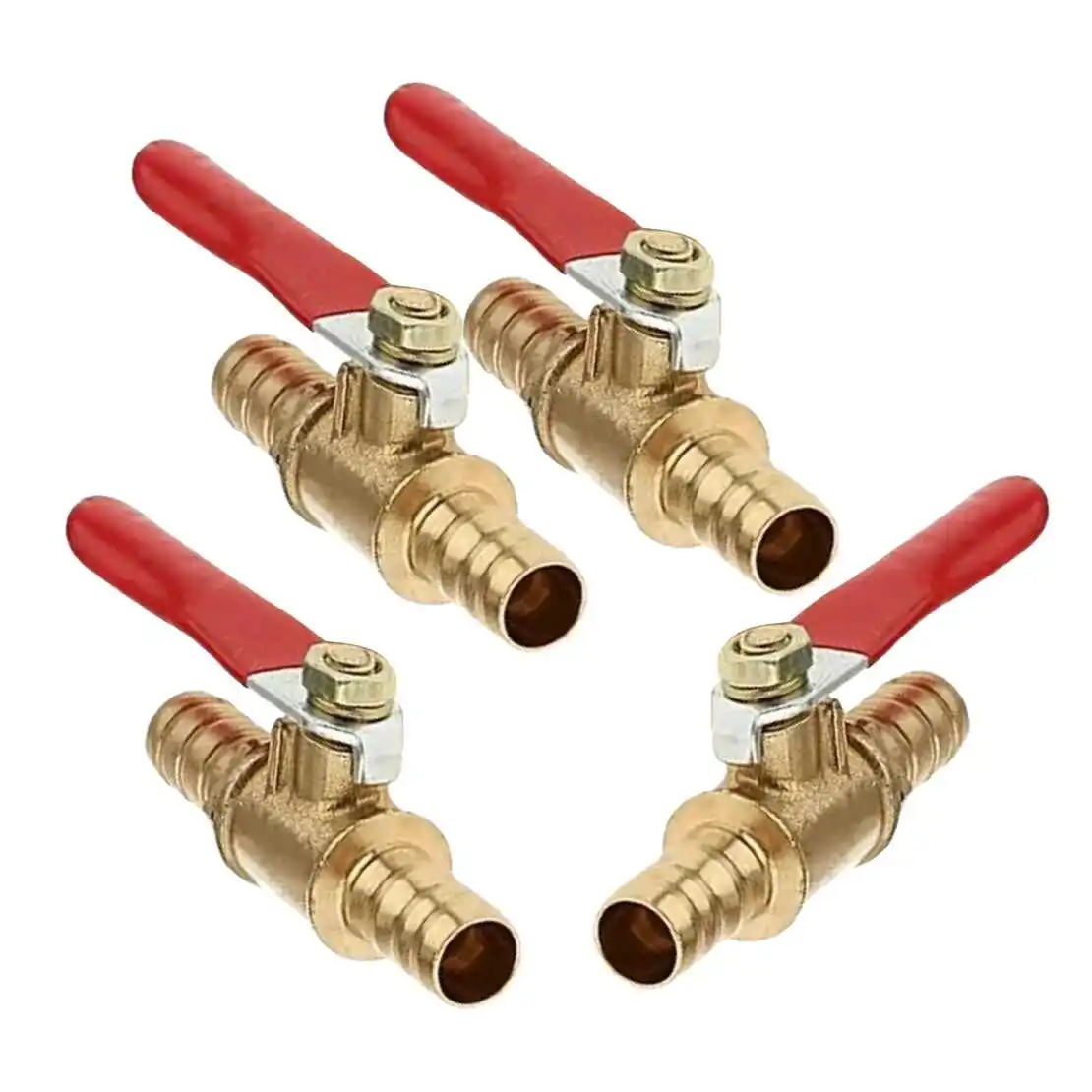 4pcs 8mm Universal Motorcycle Hose Brass Barbed Inline Shut Off Ball Valve Water Air Gas Fuel Tap Kit