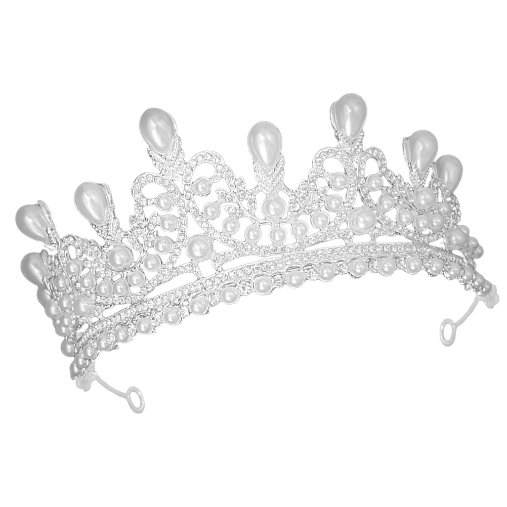 

Pearl Water Drop Tiara Delicate Bridal Crown Wedding Headpiece Elegant Tiara for Women Bride Birthday Party Accessories